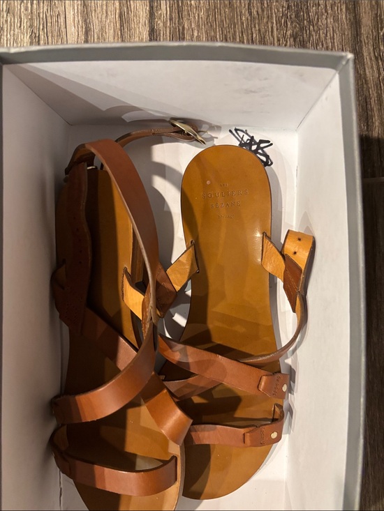 Sezane Shoes - Sézane Brown Leather Strappy Sandals